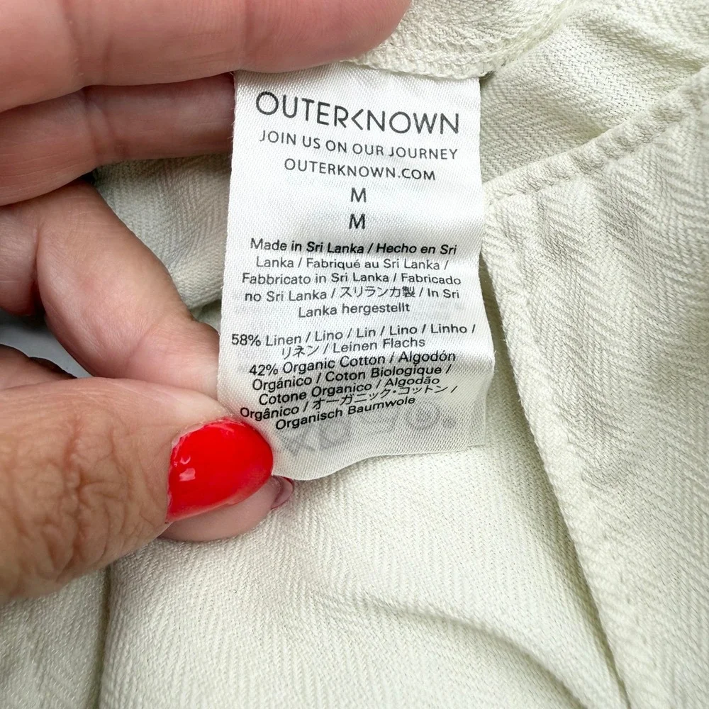 Outerknown Shirt Dress Womens M White Linen Organic Cotton Herringbone Lagenlook